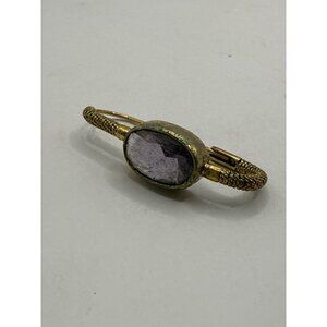 Vintage Goldtone Safety Pin With Purple Stone Accent